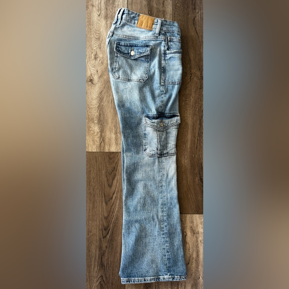 Aeropostale Women’s SZ 6 Mid-Rise Flare Jeans Cargo Pockets Denim Grunge Stretch - Picture 6 of 16
